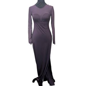 POPILUSH Built-In Shapewear Maxi Dress Purple Mesh Long Sleeve Slimming XS